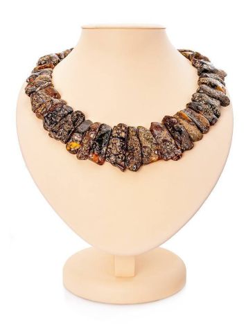 Bold Amber Flat Beaded Necklace The Volcano, image 