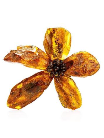 Raw Amber Floral Brooch The Volcano, image 