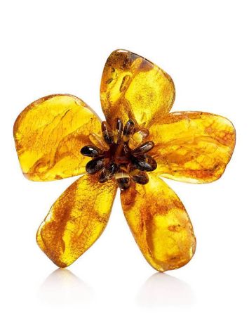Natural Amber Floral Brooch The Volcano, image 