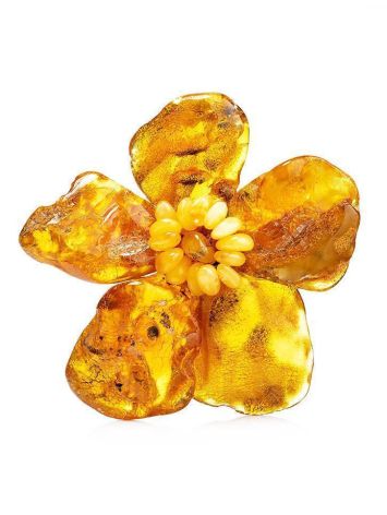 Bold Floral Amber Brooch The Volcano, image 