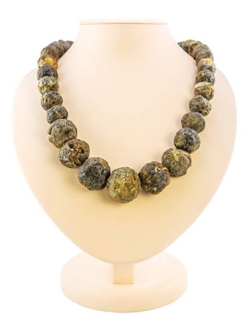 Black Amber Ball Beaded Necklace The Meteor, image 