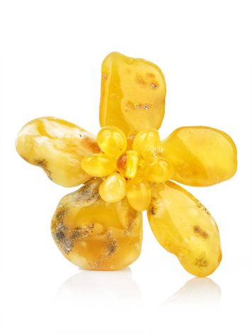 Honey Amber Floral Brooch The Volcano, image 