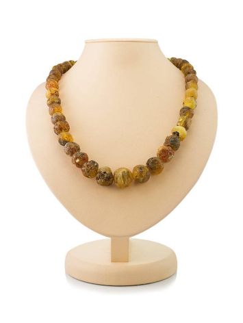 Hammer Cut Amber Beaded Necklace The Meteor, image 