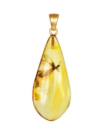 Teardrop Amber Pendant With Insect Inclusion The Clio, image 