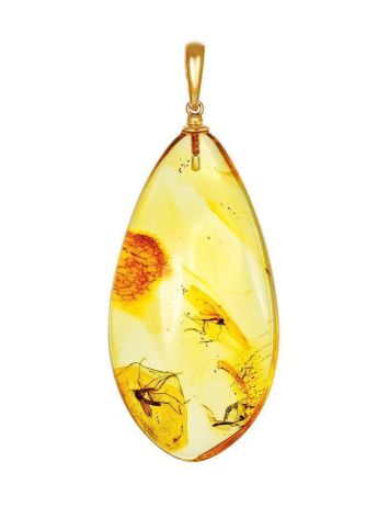 Natural Amber Gold-Plated Pendant With Inclusions The Clio, image 
