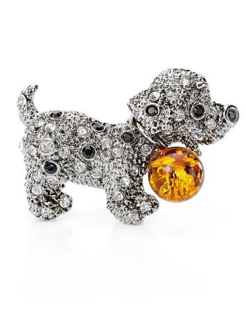 Cognac Amber And Crystals Puppy Brooch The Puppy, image 