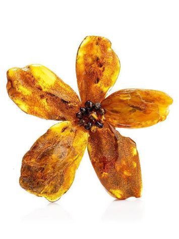 Amber Floral Brooch The Volcano, image 