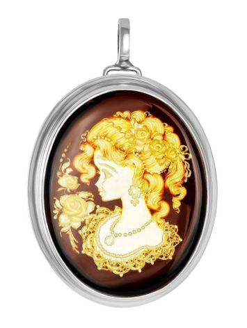 Amber Brooch With Intaglio The Nymph, image 