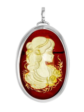 Oval Amber Brooch With Intaglio The Nymph, image 