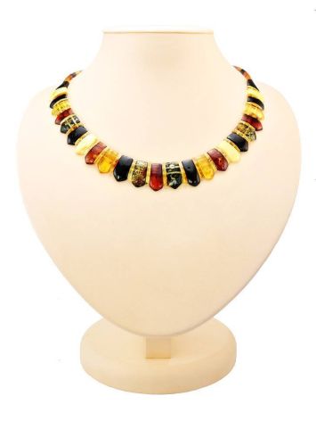 Amber Flat Beaded Necklace The Cleopatra, image 