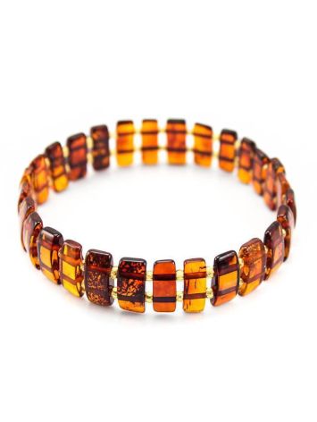 Cognac Amber Flat Beaded Bracelet, image , picture 2
