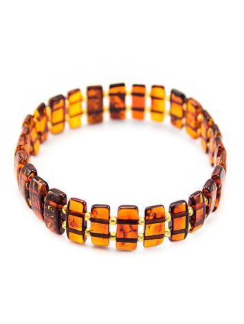 Cognac Amber Flat Beaded Bracelet, image , picture 4