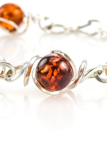 Baltic Amber Link Bracelet In Sterling Silver The Flamenco, image , picture 3