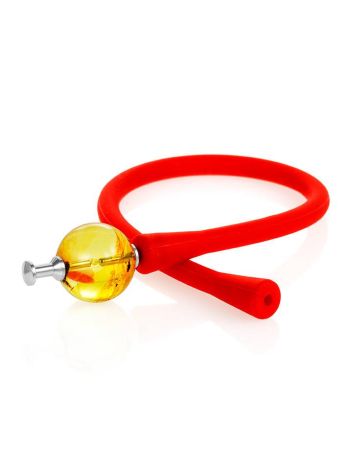 Red Silicone Bracelet With Natural Lemon Amber The Hawaii, image , picture 3