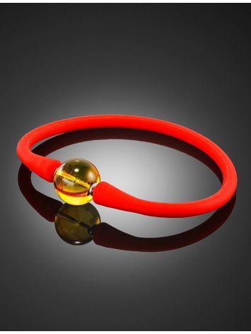 Red Silicone Bracelet With Natural Lemon Amber The Hawaii, image , picture 2