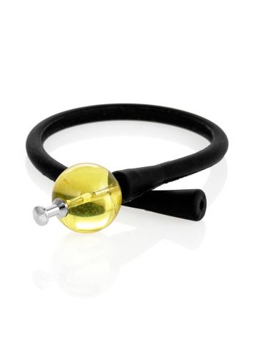Black Silicone Bracelet Decorated With Natural Amber The Hawaii, image , picture 3