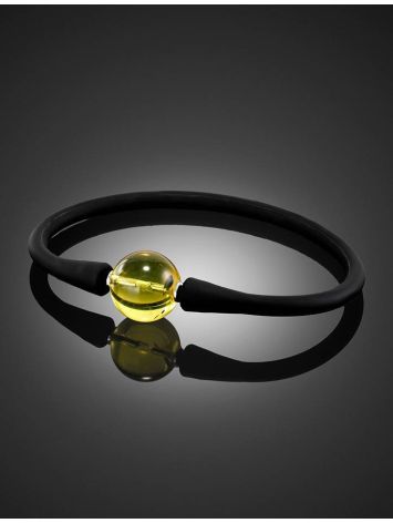 Black Silicone Bracelet Decorated With Natural Amber The Hawaii, image , picture 2