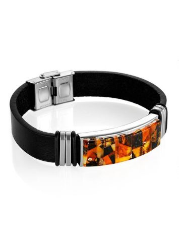 Leather Mens Wristband With Amber Mosaic The Grunge, image , picture 3