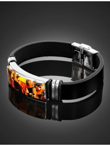 Leather Mens Wristband With Amber Mosaic The Grunge, image , picture 2