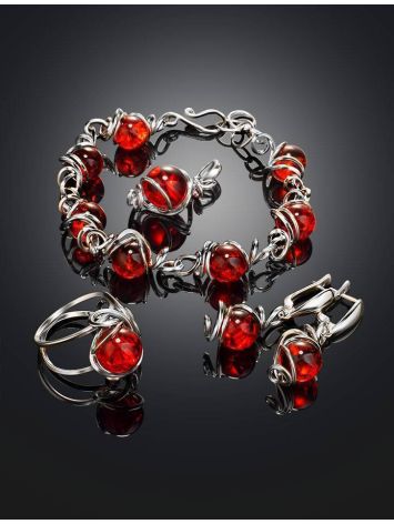Baltic Amber Link Bracelet In Sterling Silver The Flamenco, image , picture 5