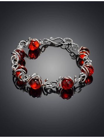 Baltic Amber Link Bracelet In Sterling Silver The Flamenco, image , picture 2