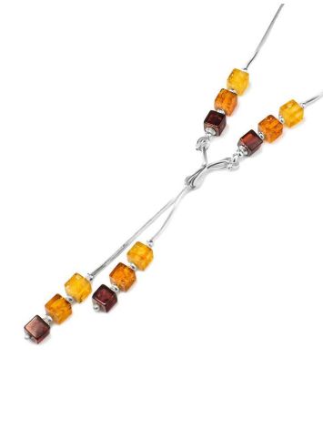 Silver Necklace With Multicolor Amber Dangles The Sugar, image , picture 4