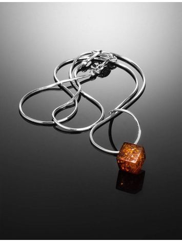 Silver Necklace With Geometric Amber Pendant The Sugar, Length: 42, image , picture 2