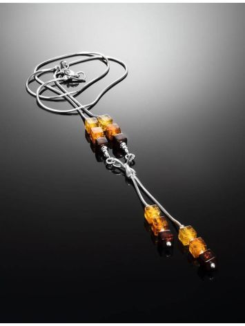 Silver Necklace With Multicolor Amber Dangles The Sugar, image , picture 2
