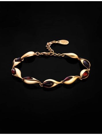 Gold Plated Amber Link Bracelet The Peony, image , picture 2