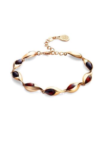 Gold Plated Amber Link Bracelet The Peony, image , picture 4