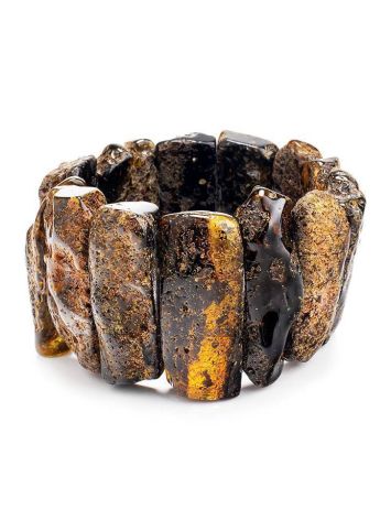 Black Amber Flat Beaded Bracelet The Volcano, image , picture 3