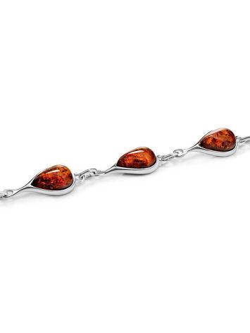 Cognac Amber Link Bracelet In Sterling Silver The Fiori, image , picture 3