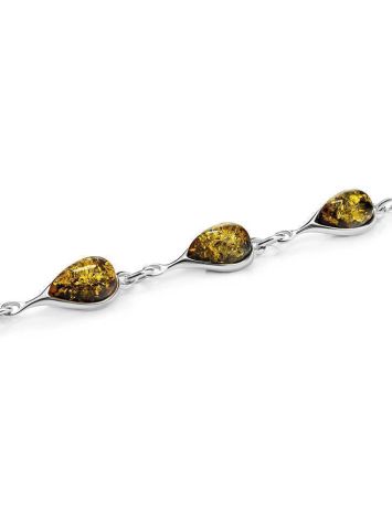 Green Amber Link Bracelet In Silver The Fiori, image , picture 3