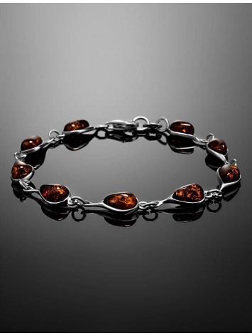 Cognac Amber Link Bracelet In Sterling Silver The Fiori, image , picture 2