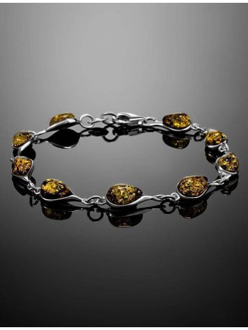 Green Amber Link Bracelet In Silver The Fiori, image , picture 2
