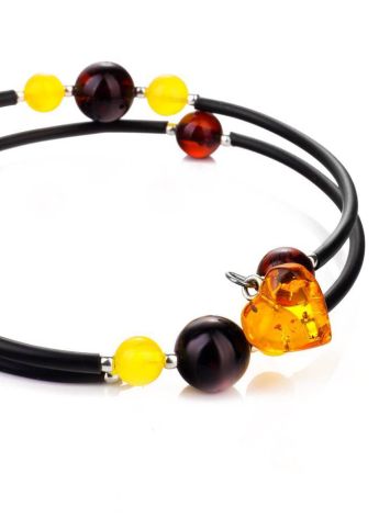 Heart Dangle Spiral Bracelet With Multicolor Amber Beads, image , picture 3