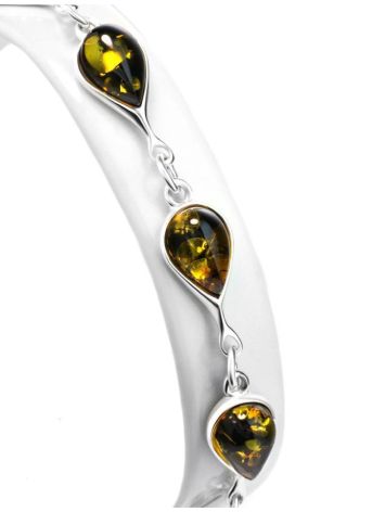 Green Amber Link Bracelet In Silver The Fiori, image , picture 4