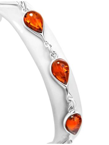 Cognac Amber Link Bracelet In Sterling Silver The Fiori, image , picture 4