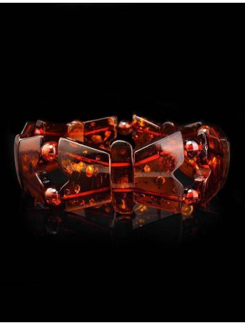 Cognac Amber Stretch Bracelet The Butterfly, image , picture 3