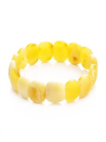 Honey Amber Elastic Flat Beaded Bracelet, image , picture 3