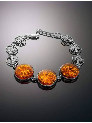 Amazing Symbolic Gift The Tree Of Life Bracelet Made in Amber And Sterling Silver, image , picture 2