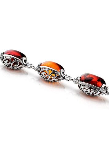 Multicolor Amber Linked Bracelet In Sterling Silver The Casablanca, image , picture 3