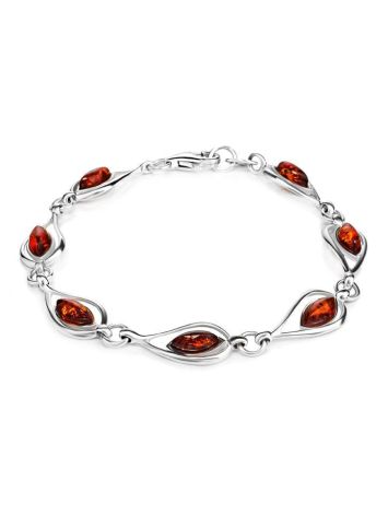 Filigree Silver Bracelet With Natural Amber The Fiori, image 