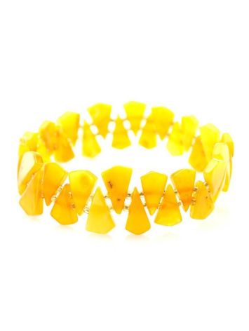 Bright Amber Flat Beaded Elastic Bracelet, image 