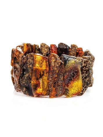 Unpolished Dark Amber Elastic Bracelet The Volcano, image 