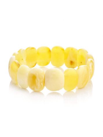 Honey Amber Elastic Flat Beaded Bracelet, image 