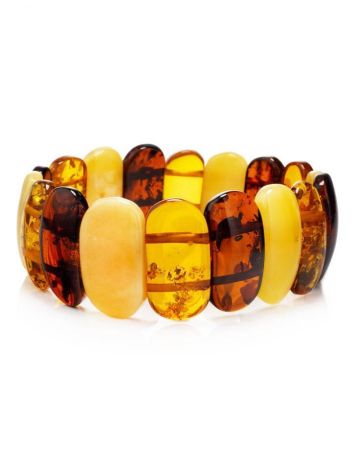 Multicolor Amber Flat Beaded Bracelet, image 