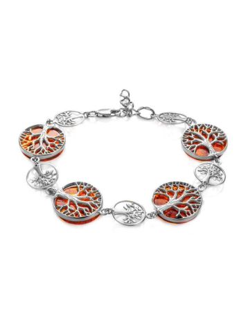 Amazing Symbolic Gift The Tree Of Life Bracelet Made in Amber And Sterling Silver, image 
