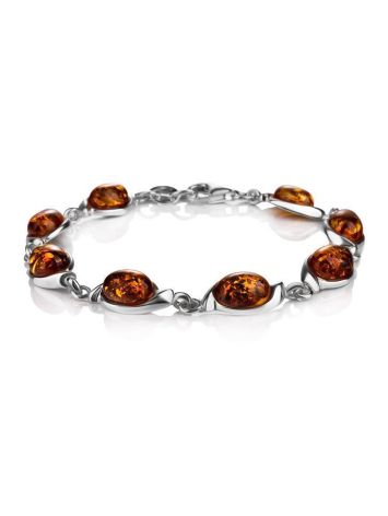 Classic Silver Amber Link Bracelet, image 