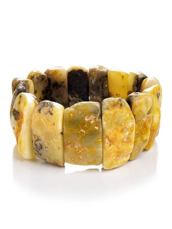 Unpolished Amber Stretch Bracelet The Volcano, image 